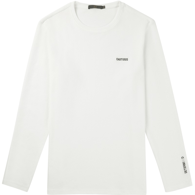 HLA海澜之家圆领净色长袖T恤2019秋季字母款基础长T男HNTAD3R030A