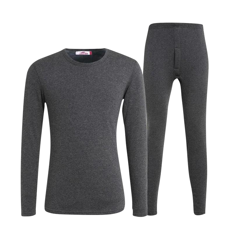 浪莎 保暖内衣 男加厚加绒 秋冬圆领修身棉毛衫秋衣秋裤 套装