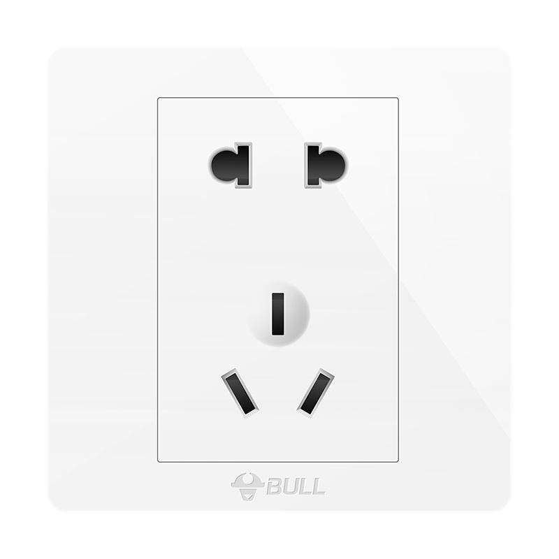 公牛6眼六孔插座86型面板双两个三孔三三插带开关墙壁暗装家用10A电源插座