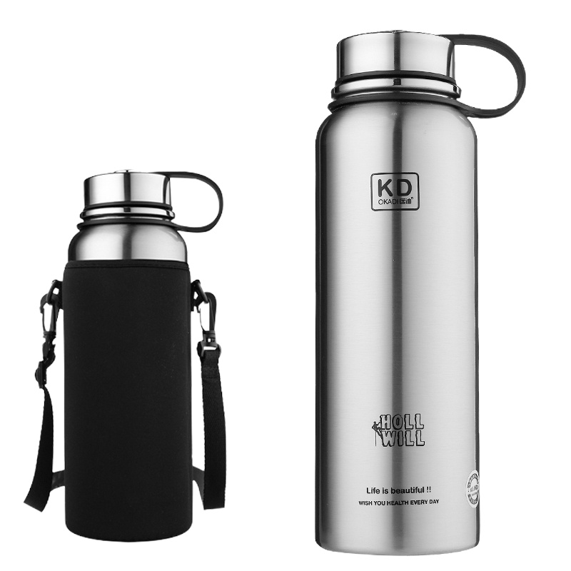 不锈钢真空学生水壶运动壶大容量户外旅行太空壶男女士保温杯1500 封后 蓝色1100