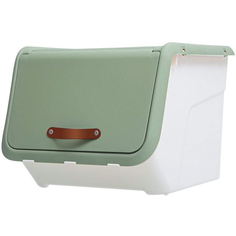 禧天龙 前开盖收纳箱 衣物玩具整理箱 零食食物储物箱 组合床头柜 35升单个装 竹青色