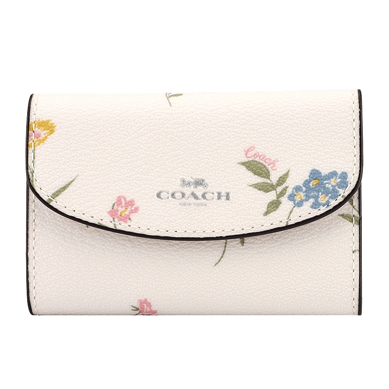 COACH 蔻驰 奢侈品 女士米白色皮革钥匙包