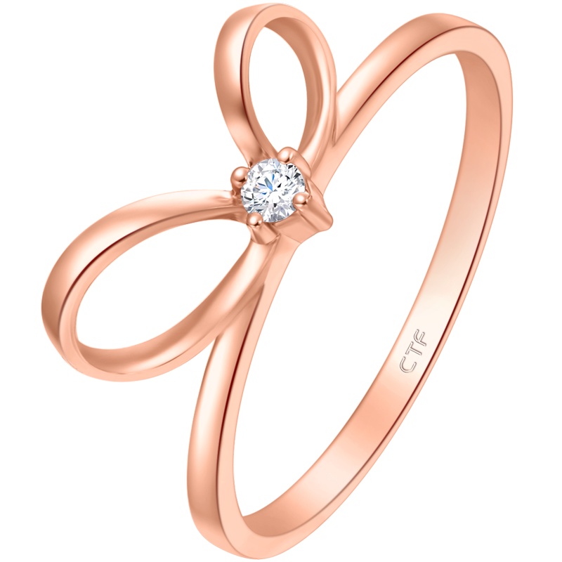 周大福Y时代梦幻蝴蝶结18K金钻石戒指钻戒U178226