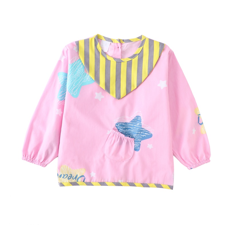 卡伴(Curbblan)男女童宝宝反穿衣带围嘴纯棉薄款罩衣防水围兜长袖围裙防脏护四季