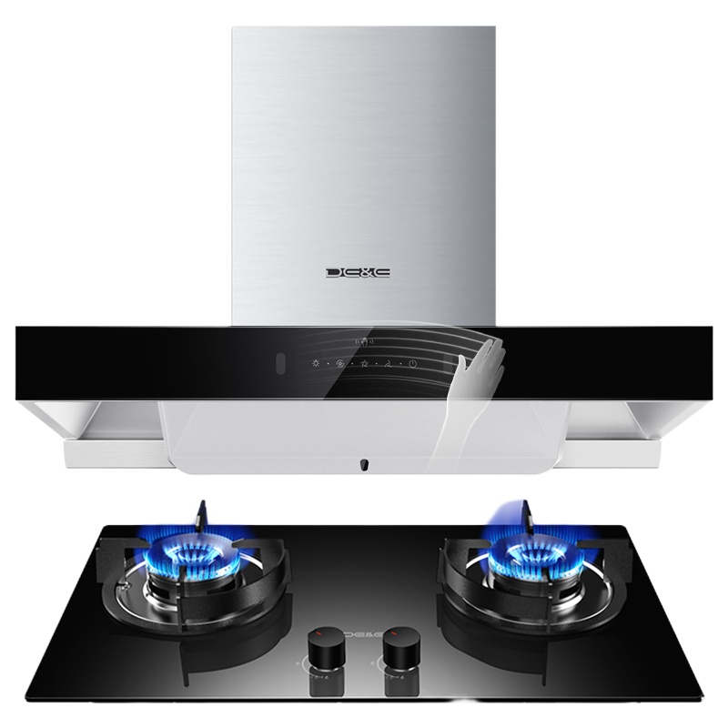 德意(DE&E)T6系列21立方挥手智控420Pa油烟机燃气灶套餐欧式自清洁烟灶套装825A+716A(液化气/天然气)