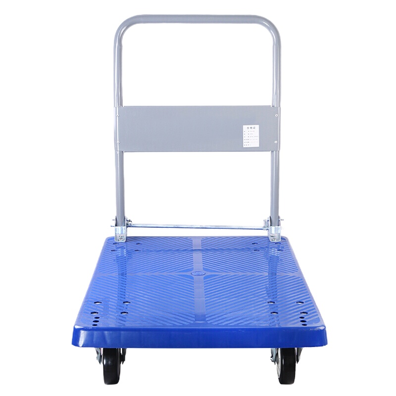 齐心 静音平板小推车手推车拉货车搬运车小拖车拉杆车塑钢车身60*90承重约700斤 手推车