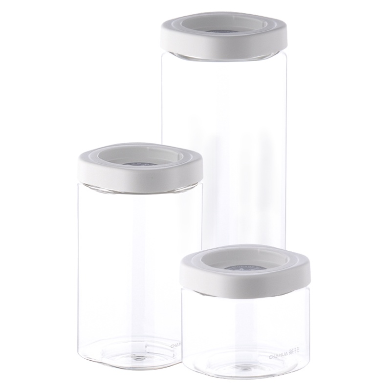 茶花密封罐塑料厨房五谷杂粮收纳盒干货粮食储物瓶子坚果储蓄罐子九件套组合【550*3+1200*3+1800ml*3】