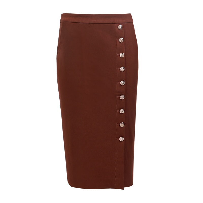 晚白2021春季新品简约休闲纯色高腰时尚通勤包臀裙半裙半身裙女