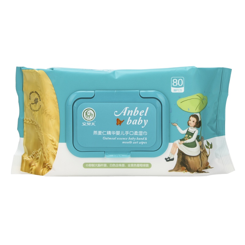 安贝儿婴儿湿巾加厚无香型80抽*6包带盖 自营实惠家庭装婴幼儿新生宝宝手口专用便携随身装湿巾纸 儿童小孩夏季外出擦汗纸巾