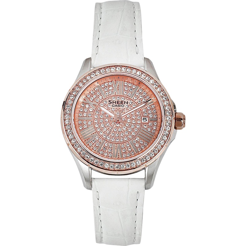卡西欧(CASIO)手表SHEEN系列时尚皮带镶钻石英表女表SHE-4510GL-9A