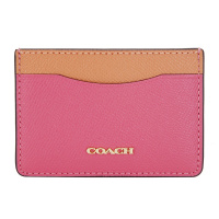 COACH 蔻驰 奢侈品 欧美时尚便携女士钱包玫红色皮革卡包卡夹