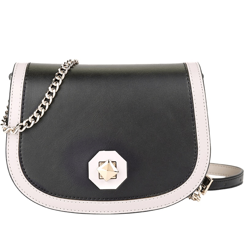 dubaolu/都宝路2020新款时尚撞色马鞍包简约链条斜挎包单肩包女包
