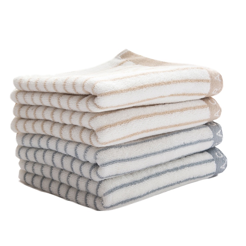 洁丽雅(Grace)毛巾家纺 经典条纹系列新疆棉洗脸巾纯棉强吸水面巾 二条装 兰/棕 72*34cm