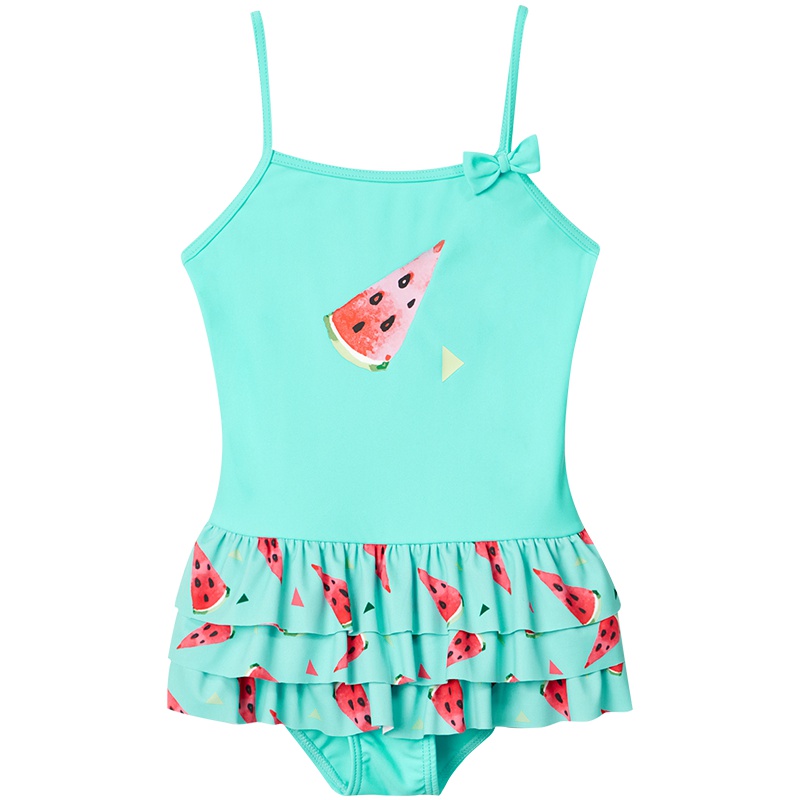 号手温泉儿童泳衣女孩女童韩国可爱宝宝连体吊带裙式红公主小童