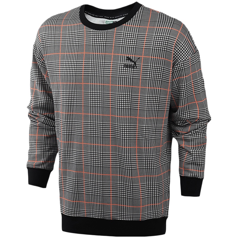 PUMA彪马男装运动服休闲复古格纹百搭套头圆领卫衣597897