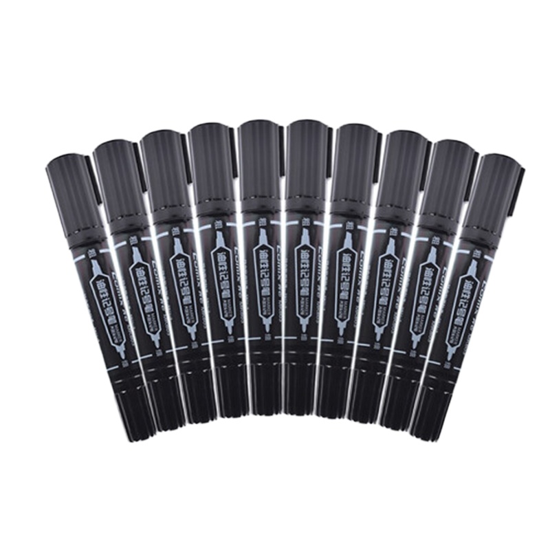 齐心(COMIX) MK803 2.0mm和6.0mm 大双头记号笔 10支/盒 黑色