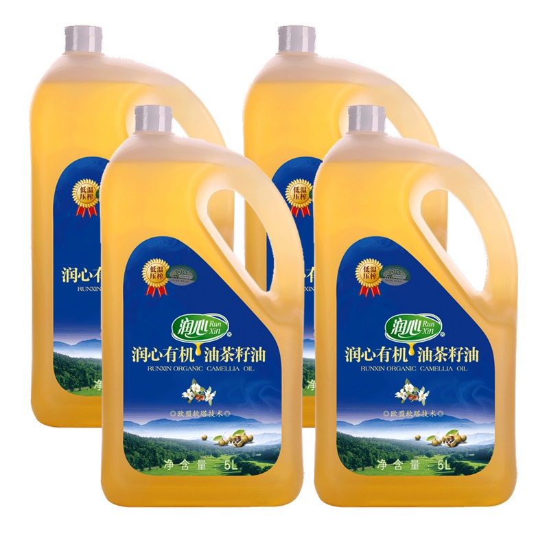 润心有机油茶籽油山茶油5L装4瓶茶籽油宜春特产辅食茶油茶树油食用粮油日期新鲜超市同款工厂直营