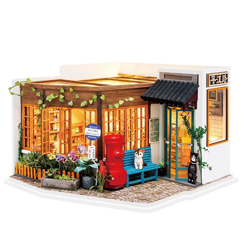 若态若来猫空艺术屋拼装模型diy手工制作创意拼插拼图猫的天空之城小屋节生日礼物女成人 DG17路过书店