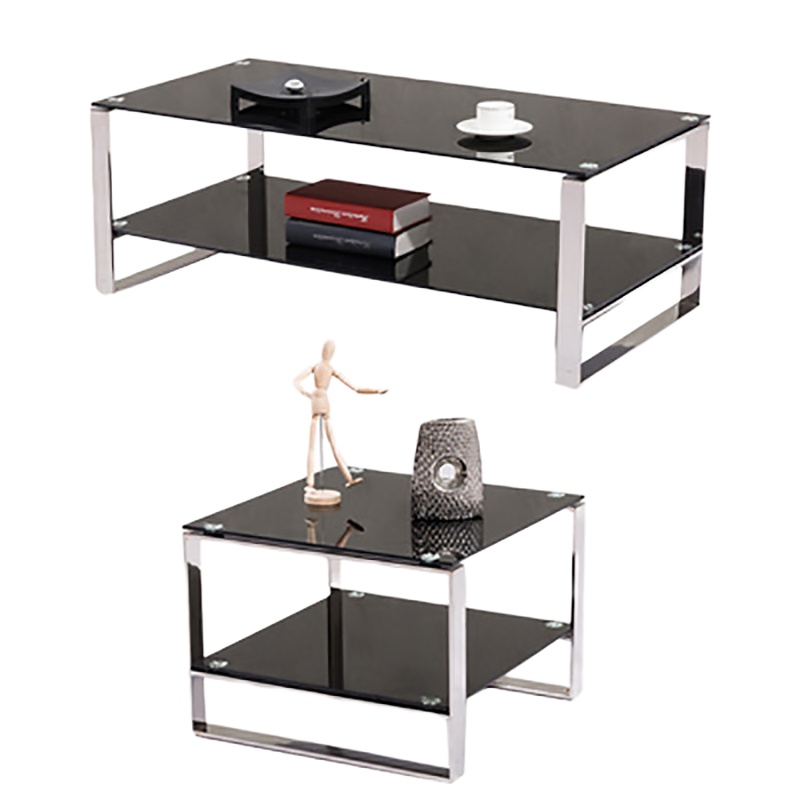 暖图家具 办公室简约现代茶几电镀色长方形钢化玻璃茶几NT-01CJ型