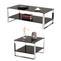 暖图家具 办公室简约现代茶几电镀色长方形钢化玻璃茶几NT-01CJ型