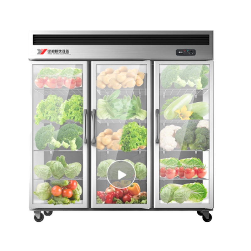 银都 立式冰柜玻璃门保鲜柜 大三门陈列柜JBL0630
