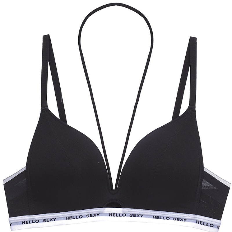 都市丽人时尚字母边纯色舒适透气女士美背内衣胸罩聚拢文胸2B9603