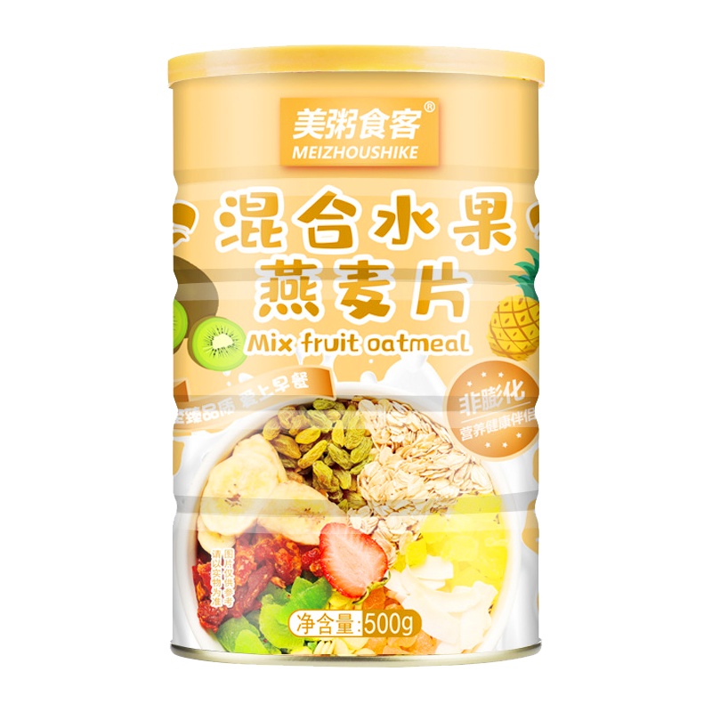 美粥食客 混合水果麦片500g罐装 营养早餐即食冲饮酸奶水果粒代餐粥饱腹速食懒人食品MS