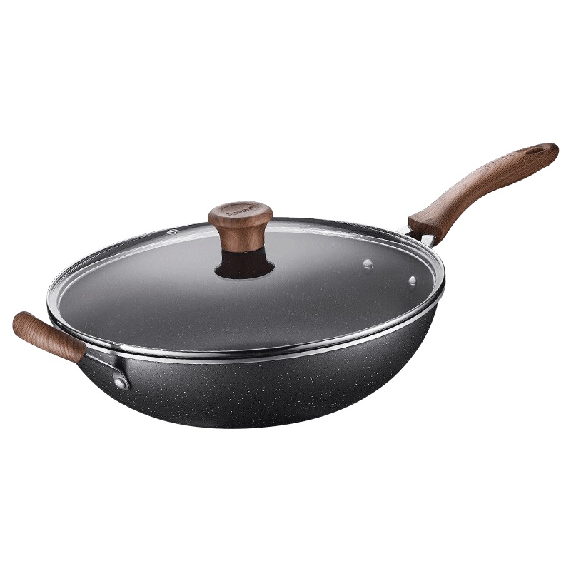 苏泊尔(SUPOR)炒锅不粘锅32cm麦饭石色平底锅无油烟煎炒锅牛排锅电磁炉炒菜锅EC32SP01