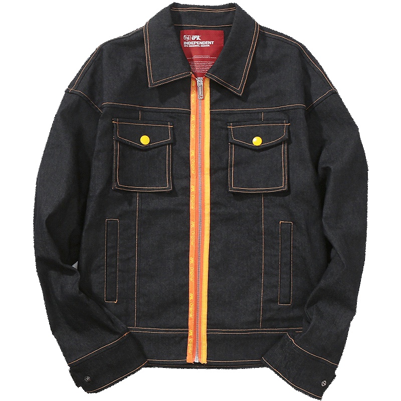 JPK设计秋冬原创国潮高街嘻哈宽松情侣休闲牛仔外套夹克男士潮流