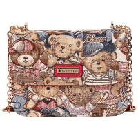 丹尼熊(Danny Bear)小包包斜挎包韩版甜美可爱小熊放手机的包撞色链条小包