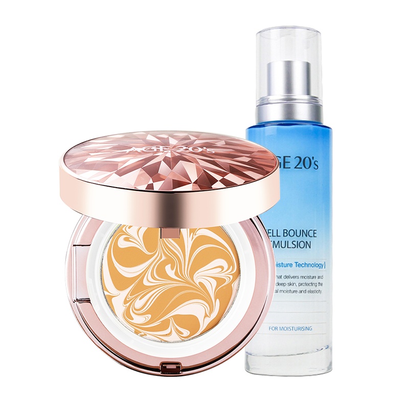 爱敬爱纪二十之(Aekyung Age 20's)水润焕颜粉饼21号亮肤色(钻石粉盒)+ 赋活乳液