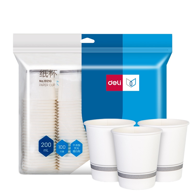 得力(deli) 19210纸杯200ml加厚一次性纸杯/水杯100只装(单位:包)