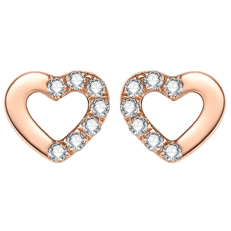 金一国囍18K金新款玫瑰金立方氧化锆恋慕女士K金耳钉送女友 (定价)CEF008