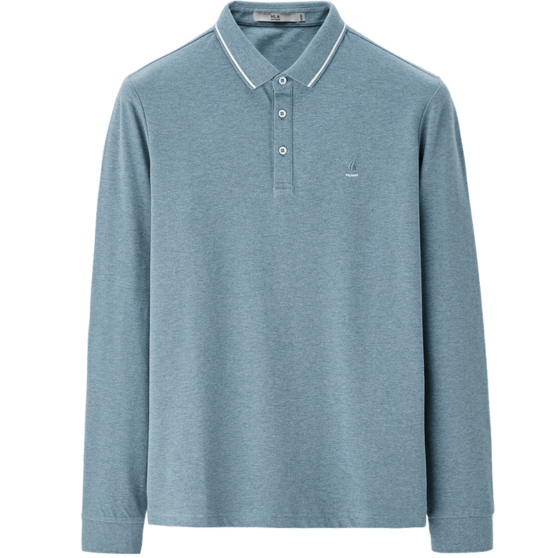 HLA/海澜之家净色长袖POLO男2019秋季三粒扣经典款休闲套头衫 HNTPD3R371A