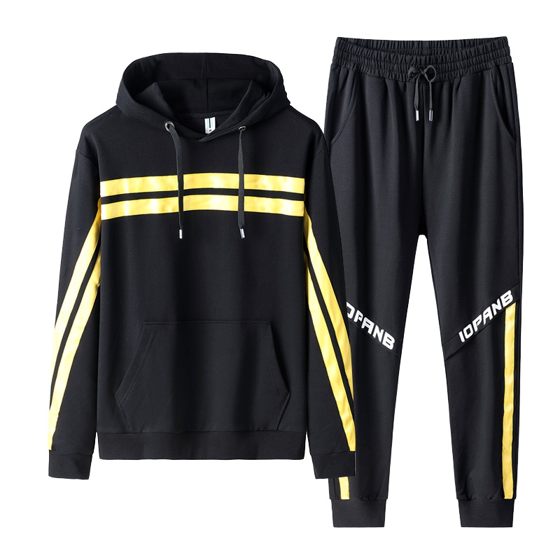 庄吉卫衣男2019新款秋季帅气潮牌连帽衫韩版ins一套休闲运动套装男潮