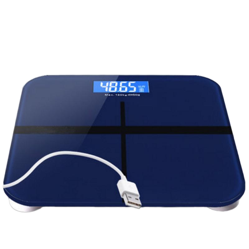 家用体重秤纳丽雅人体称健康秤平板称电子秤磅成人称体重计重器 [充电款]宝石蓝十字