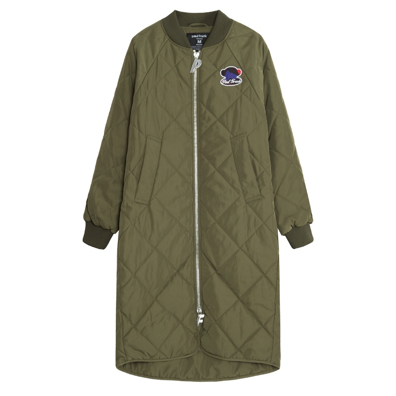 [商场同款]PaulFrank大嘴猴中长款棉夹克女新款韩版百搭外套