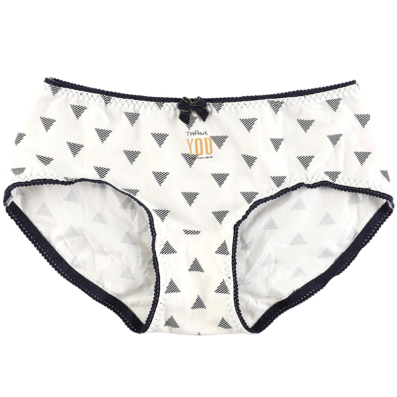 红豆居家(Hodohome)女式棉氨色纺印花中腰三角内裤女士小清新短裤单条装