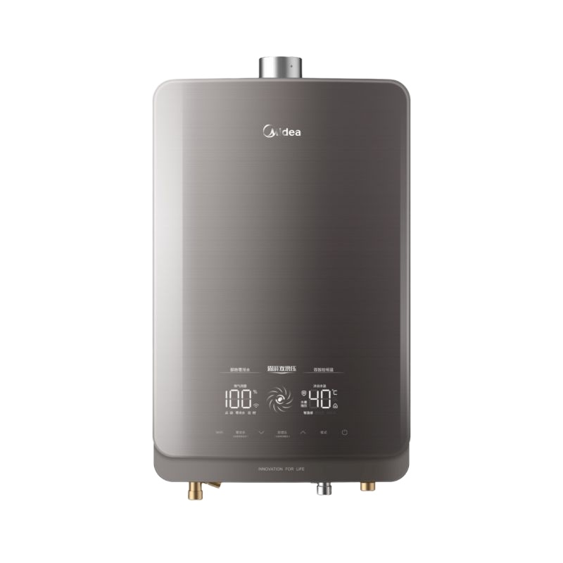 美的(Midea)16升燃气热水器JSQ30-16HT7S 钛钢灰 双增压零冷水智温控温拉丝全面屏