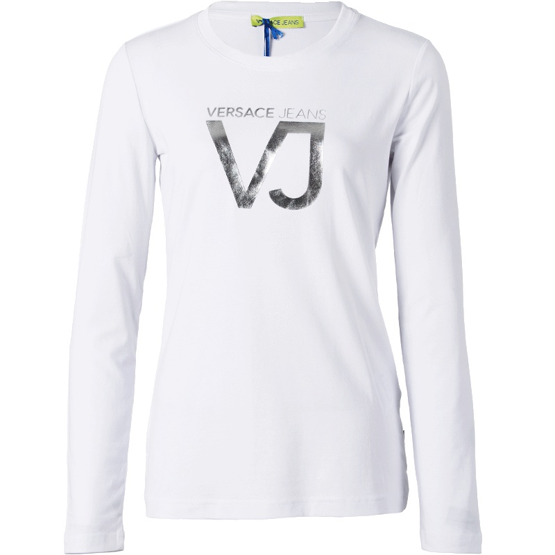 Versace jeans范思哲女装VJ女士长袖T恤圆领休闲上衣【官方验货】