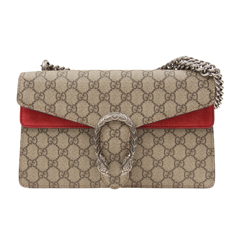 香港直邮 GUCCI 古驰 女士米色红色Dionysus系列小号GG肩背包 400249-KHNRN-8698