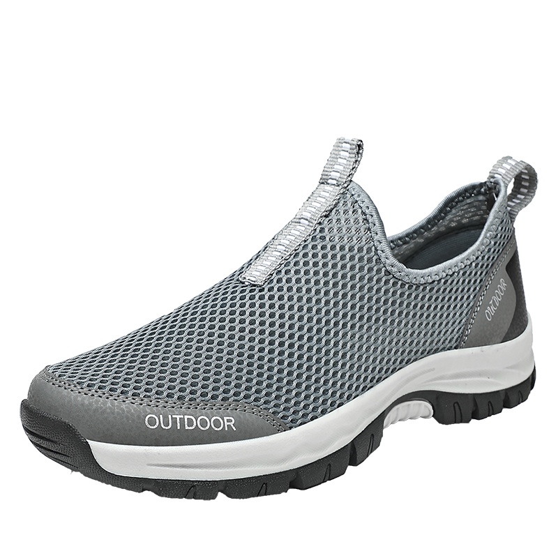 羊骑士男鞋2021新款特大码夏季懒人套脚网面网鞋透气鞋男士户外休闲运动鞋