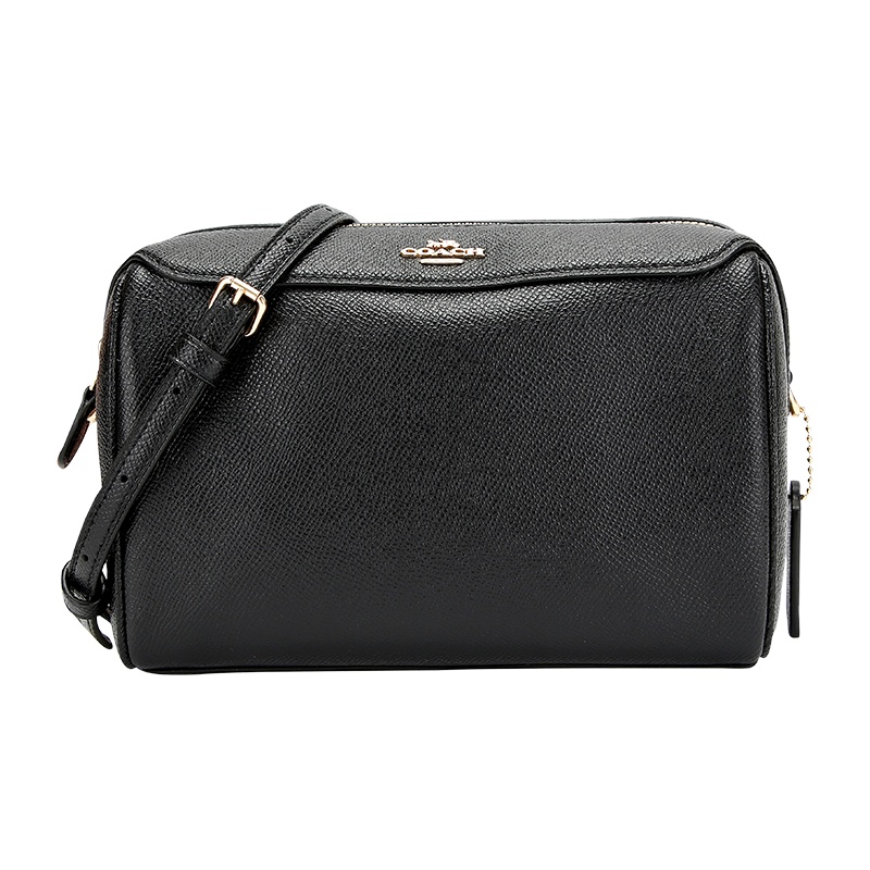 COACH 蔻驰 奢侈品 女士黑色皮革手拿包单肩斜挎两用包