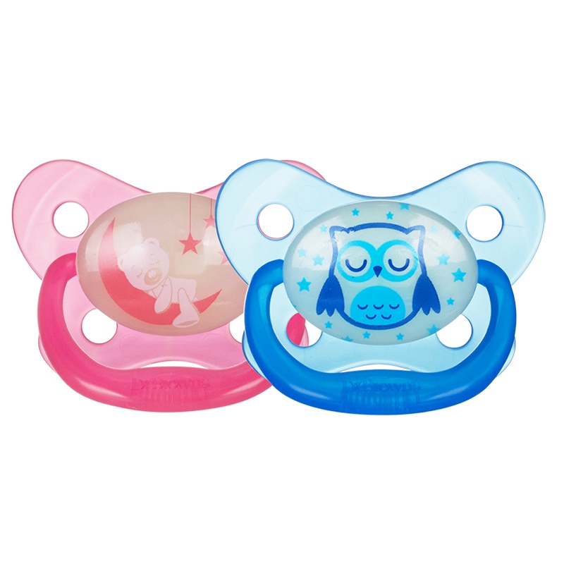 布朗博士PreVent夜光舒睡安抚奶嘴 12个月以上 粉红色