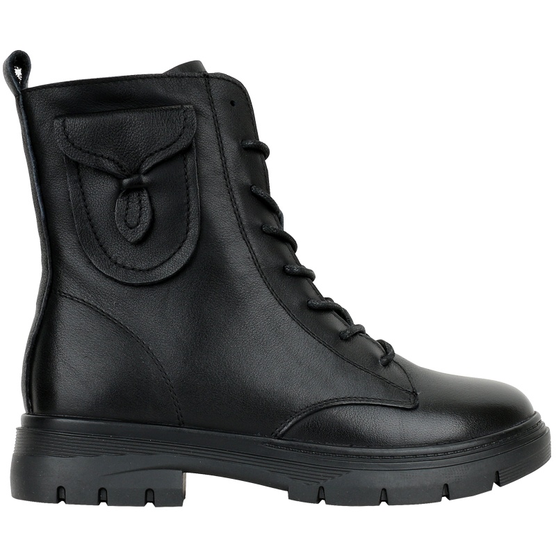 名人传 马丁靴侧拉链厚底英伦风2020冬季新款百搭外显皮口袋系带中筒女靴