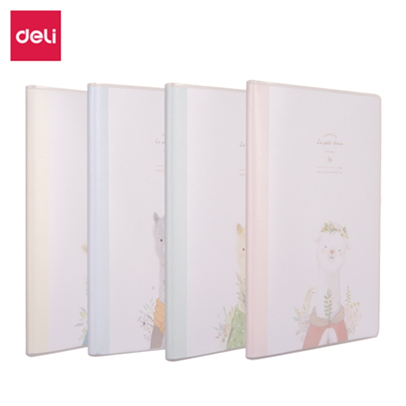 得力文具胶套本T3272YANG笔记本子记事本日记本16开加厚韩国小清新简约大学生笔记本考研本子 4本装套装