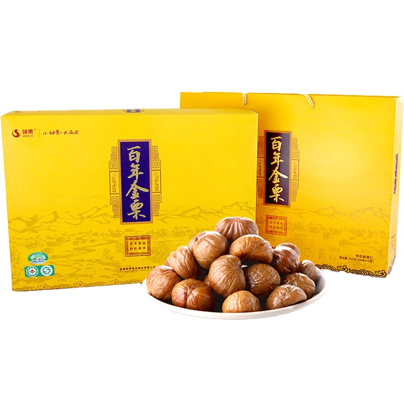 [中华特色]河北供销馆 神栗 百年金栗礼盒816g 宽城有机栗仁年货礼品 河北承德特产