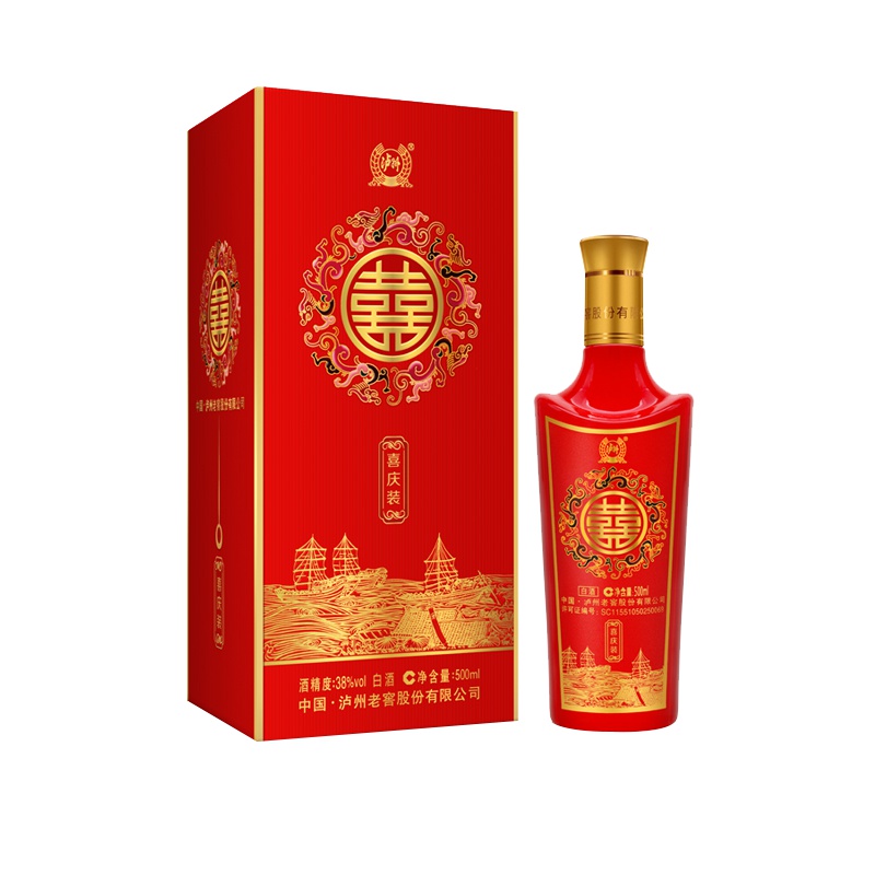 泸州老窖出品 双喜酒 38度 500ml*6瓶 整箱 浓香型 白酒