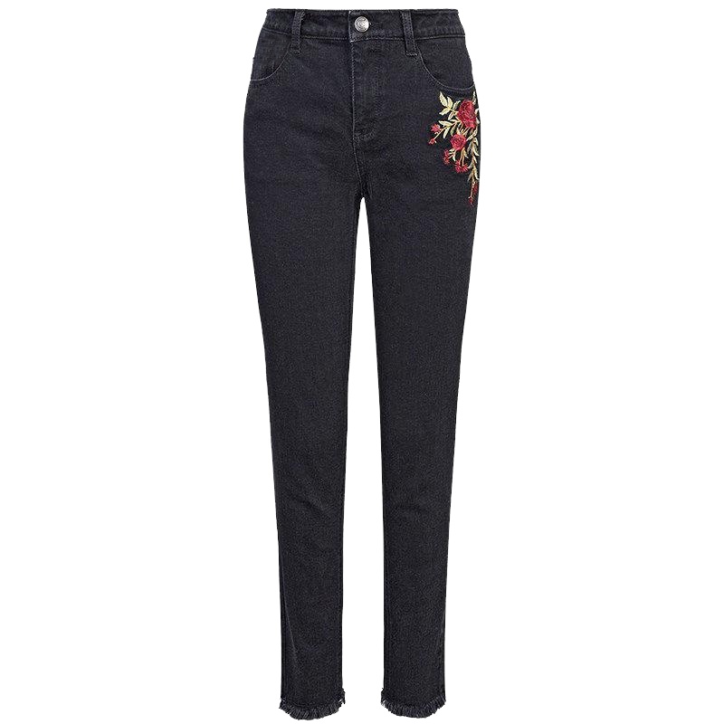 拉夏贝尔Candie’s秋装新款显瘦绣花紧身小脚裤牛仔裤女30074361