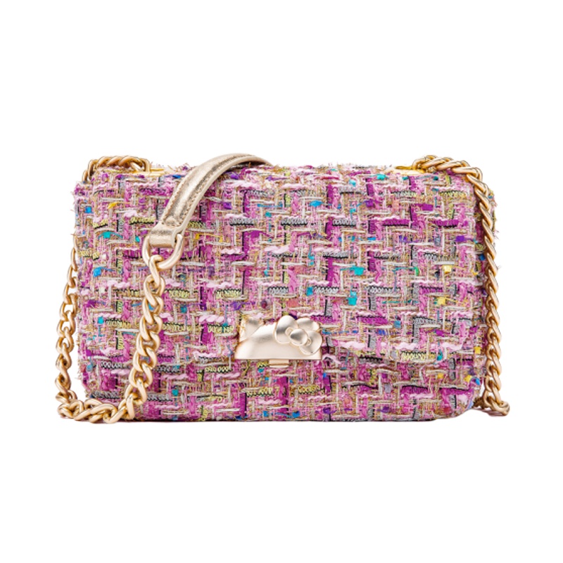 Hello Kitty凯蒂猫 拼色猫头锁扣女士斜挎包